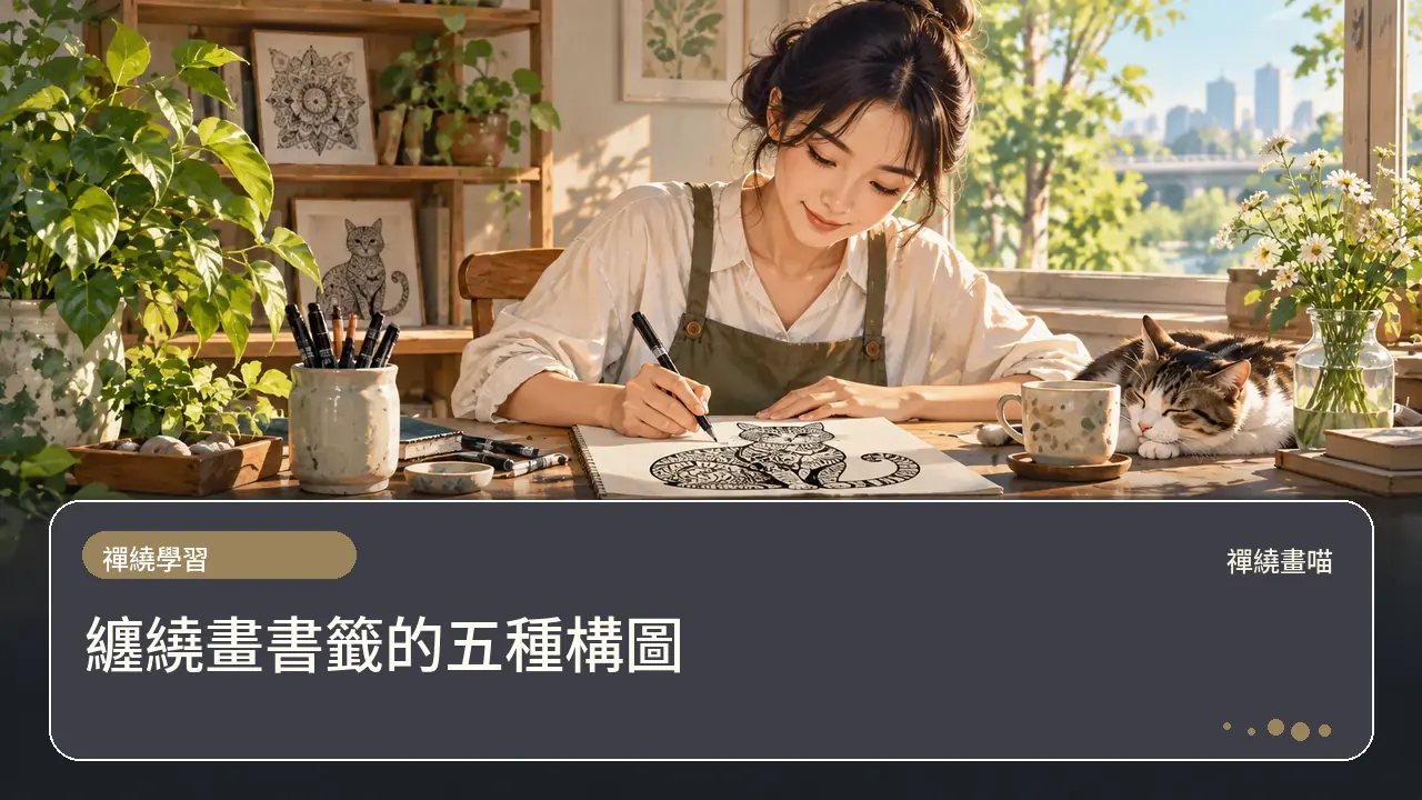 纏繞畫書籤的五種構圖主題插畫