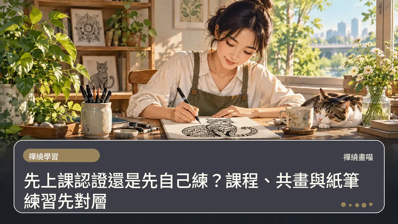 先上課認證還是先自己練?課程、共畫與紙筆練習先對層主題插畫