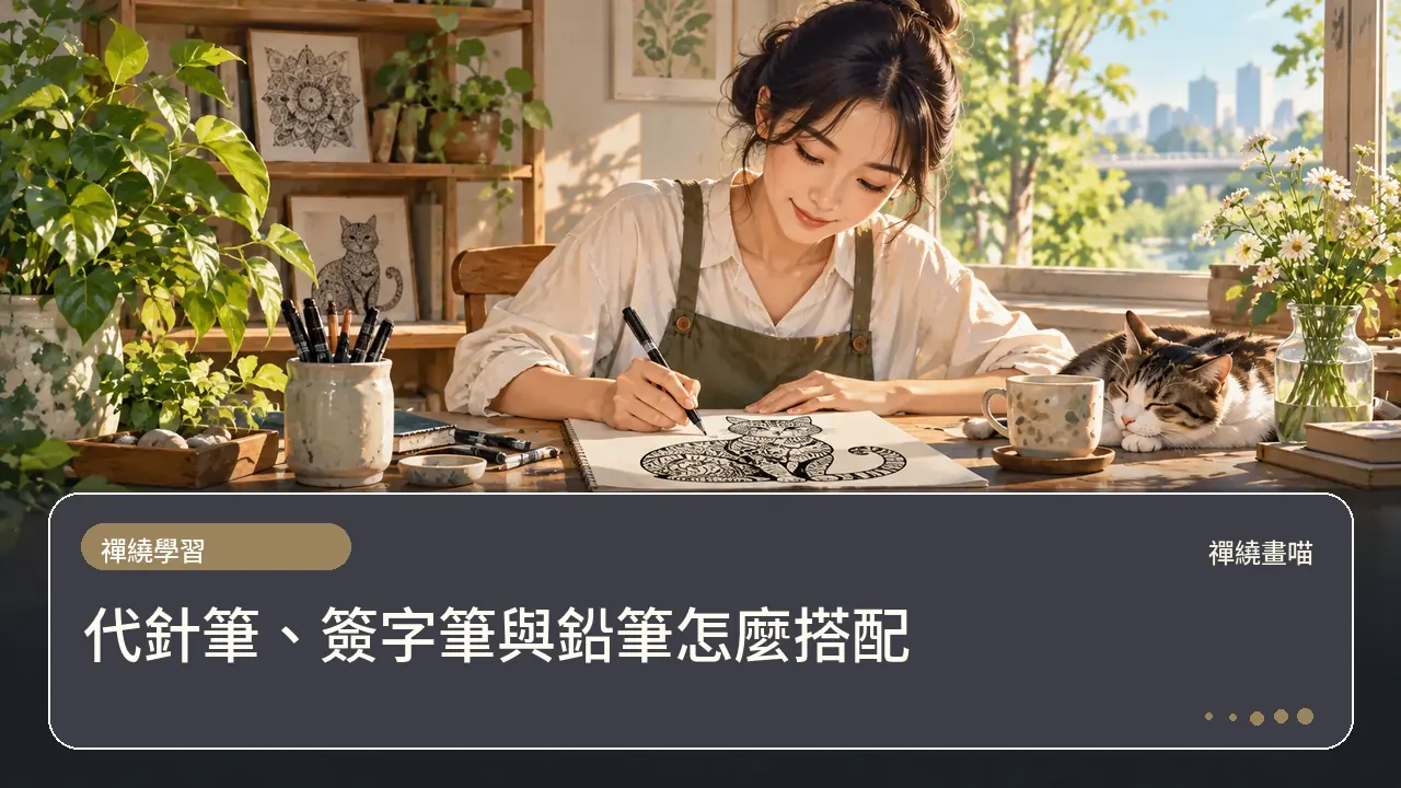 代針筆、簽字筆與鉛筆怎麼搭配主題插畫