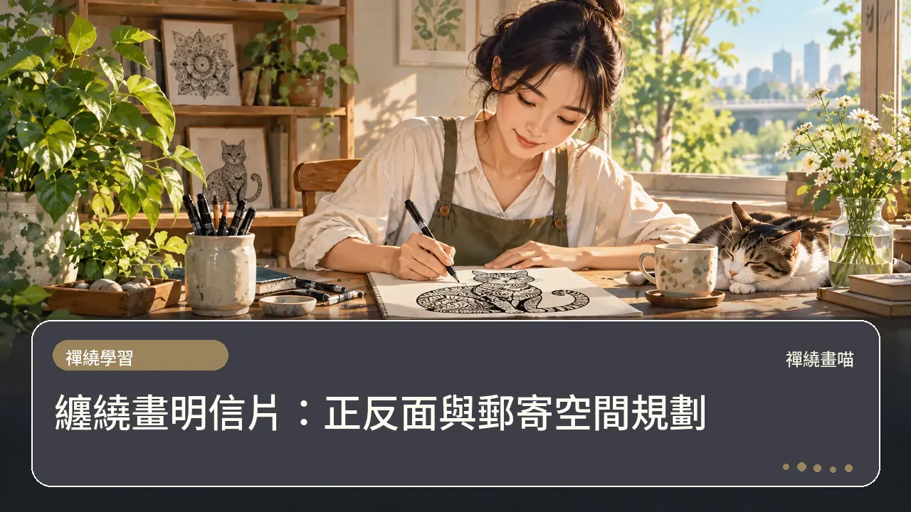 纏繞畫明信片:正反面與郵寄空間規劃主題插畫