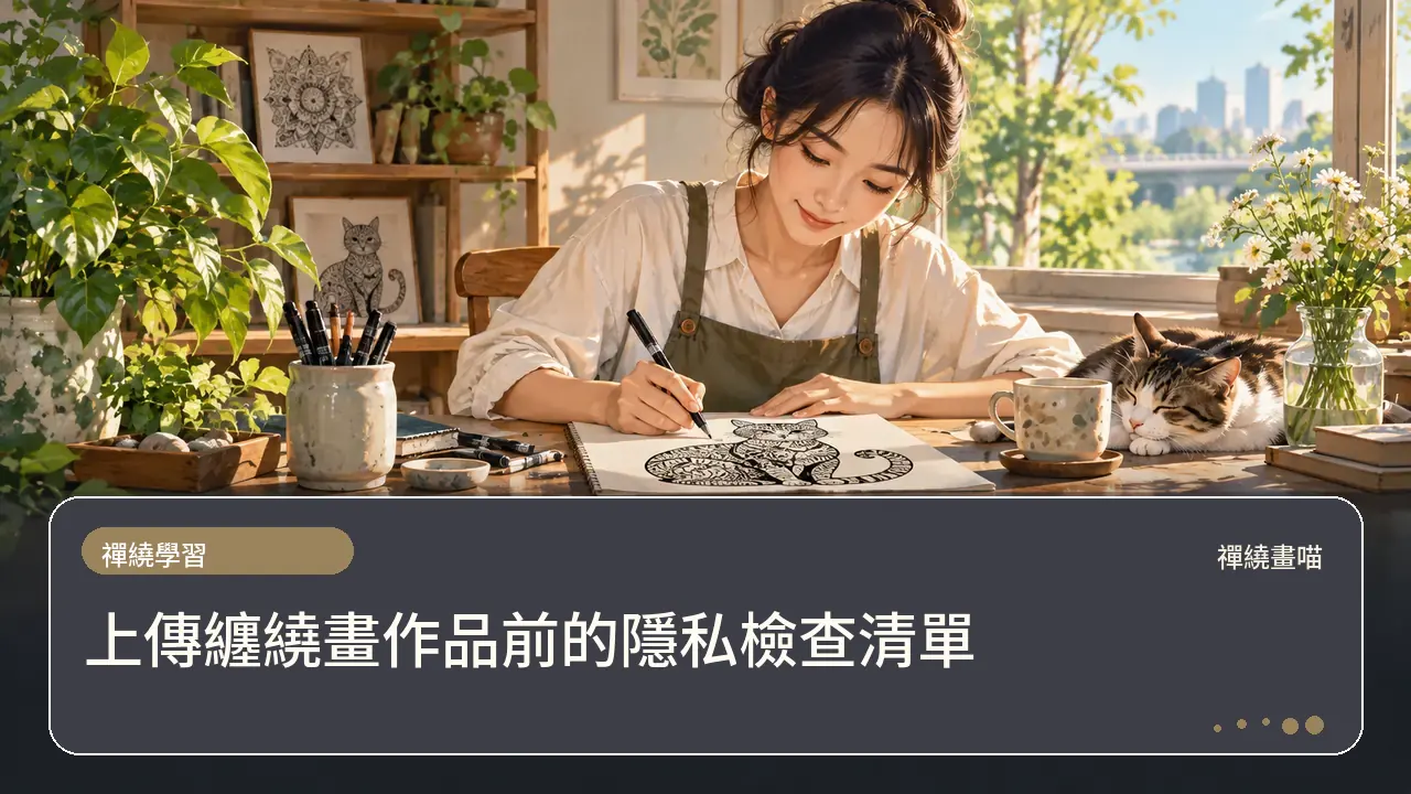 上傳纏繞畫作品前的隱私檢查清單主題插畫