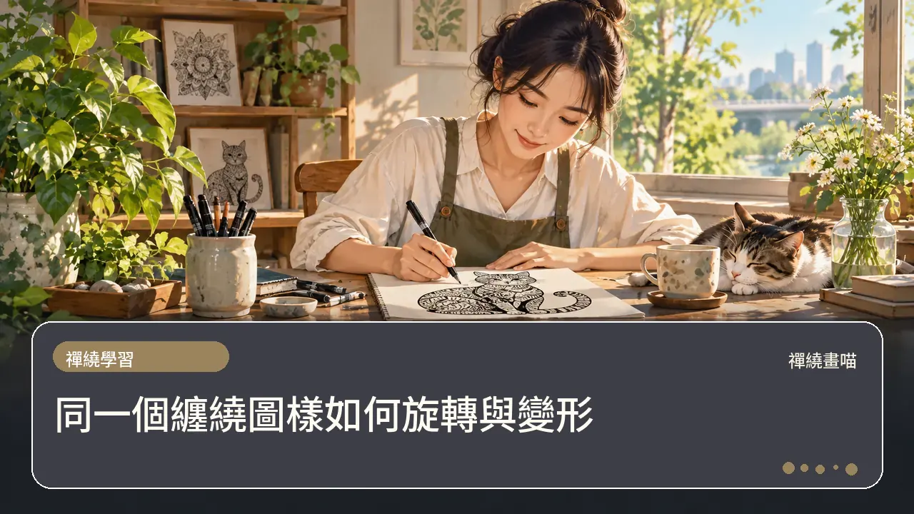 同一個纏繞圖樣如何旋轉與變形主題插畫