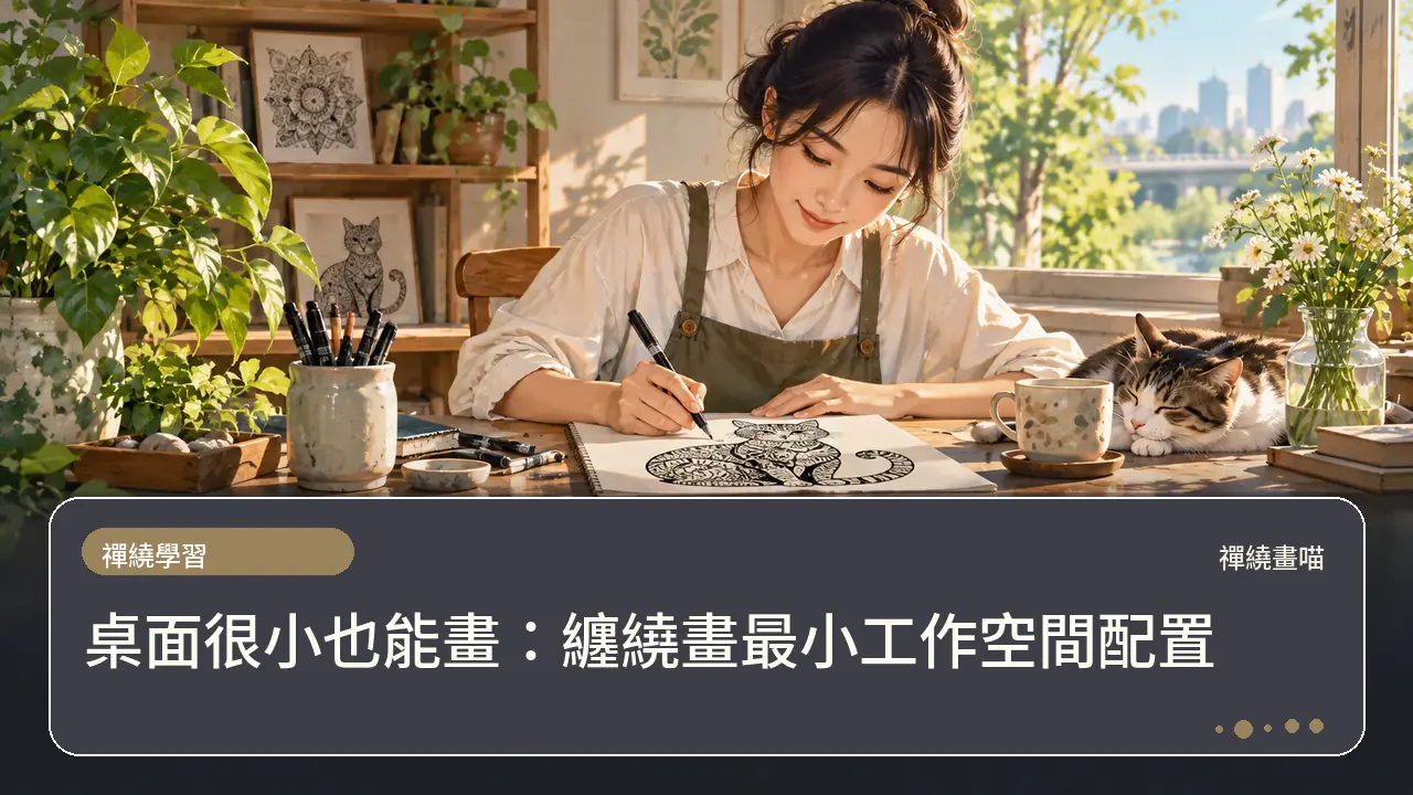 桌面很小也能畫:纏繞畫最小工作空間配置主題插畫