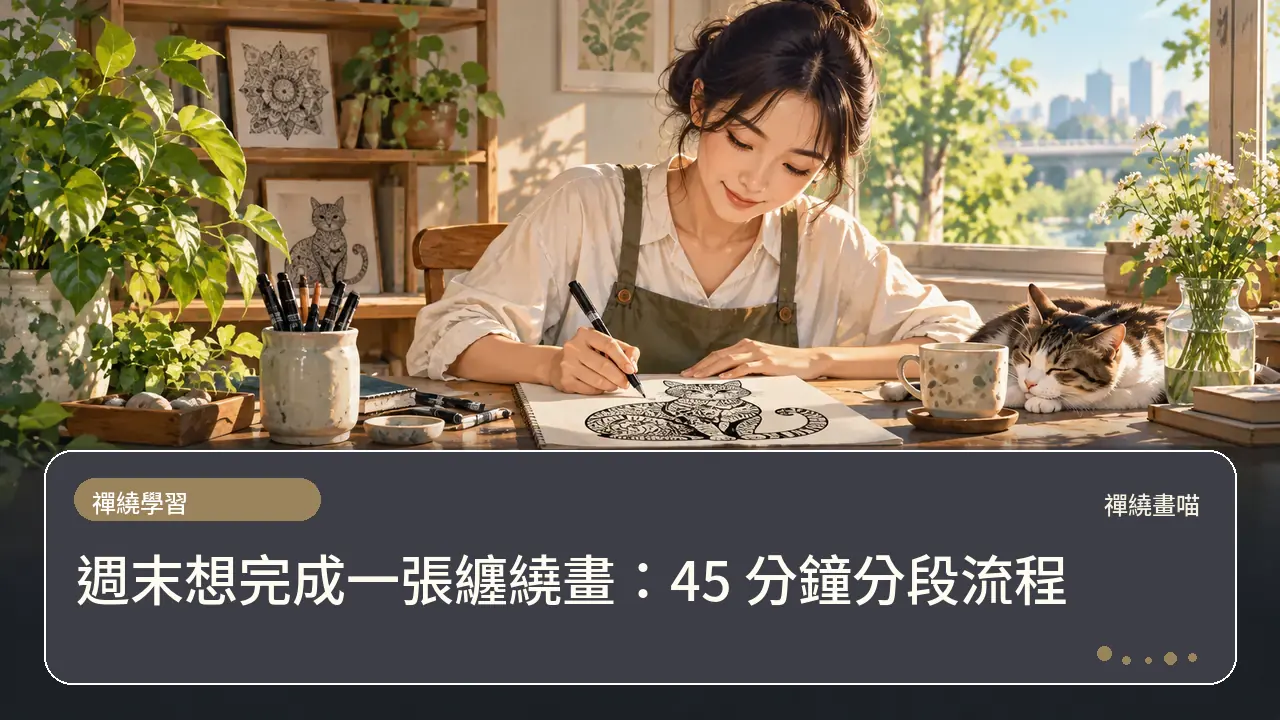 週末想完成一張纏繞畫:45 分鐘分段流程主題插畫